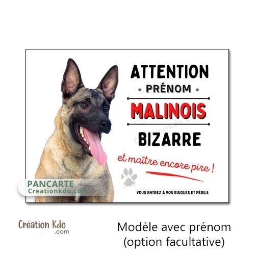 panneau attention au chien malinois bizarre plaque portail