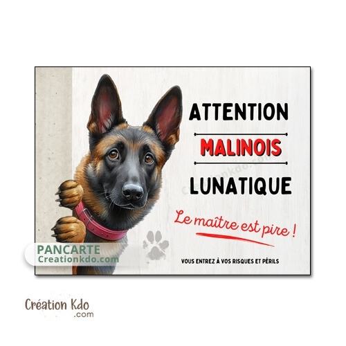 panneau malinois attention au chien berger belge plaque portail je monte la garde