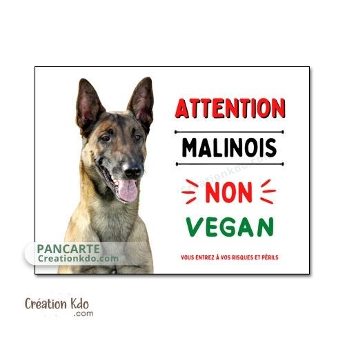 plaque malinois attention au chien panneau portail je monte la garde humour vegan