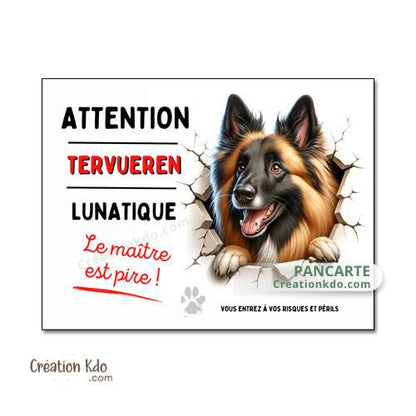 plaque tervueren charboné je monte la garde chien panneau portail