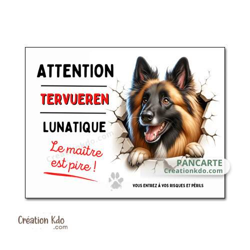 plaque tervueren charboné je monte la garde chien panneau portail