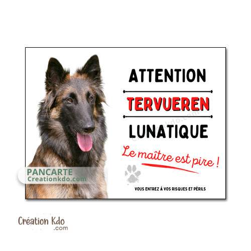 plaque tervueren charboné je monte la garde chien lunatique humour panneau portail
