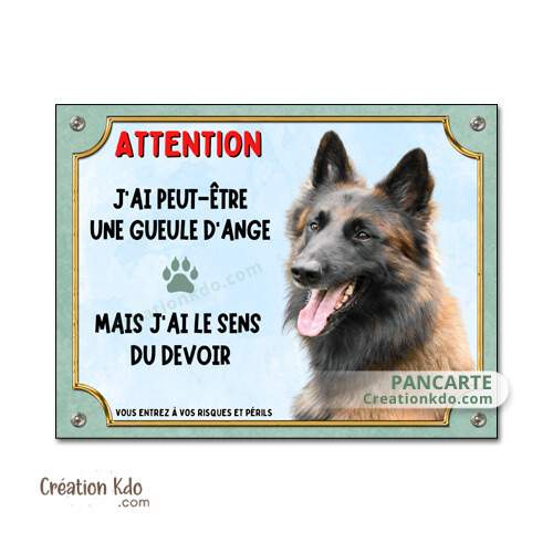 panneau tervueren attention au chien plaque je monte la garde malinois personnalisable