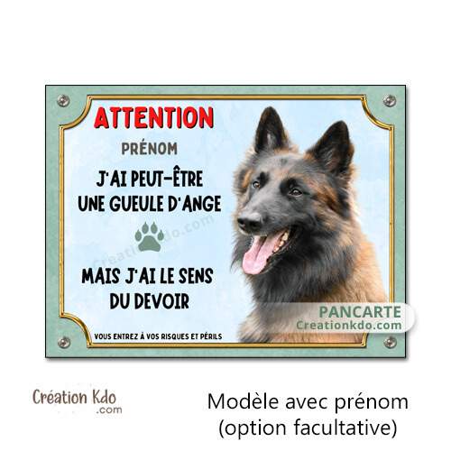 panneau tervueren attention au chien plaque je monte la garde malinois personnalisable