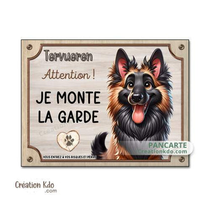 panneau tervueren attention au chien plaque je monte la garde malinois personnalisable