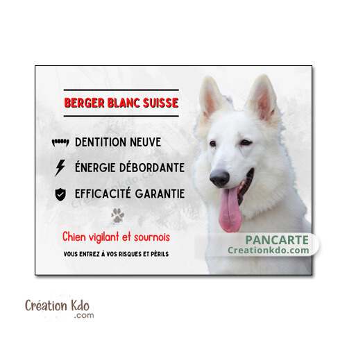 plaque chien vigilant berger blanc suisse panneau portail je monte la garde