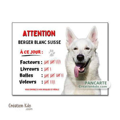 plaque chien vigilant berger blanc suisse panneau portail je monte la garde