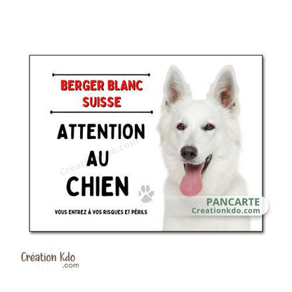 plaque chien vigilant berger blanc suisse panneau portail je monte la garde