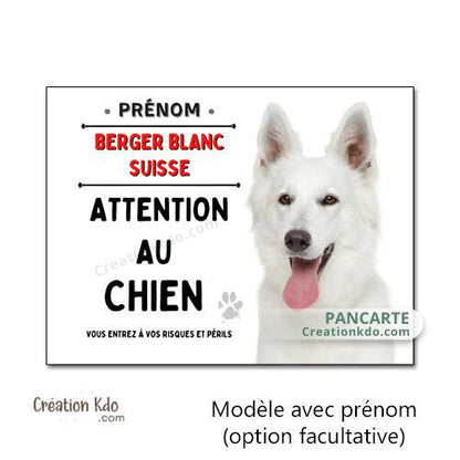 plaque chien vigilant berger blanc suisse panneau portail je monte la garde