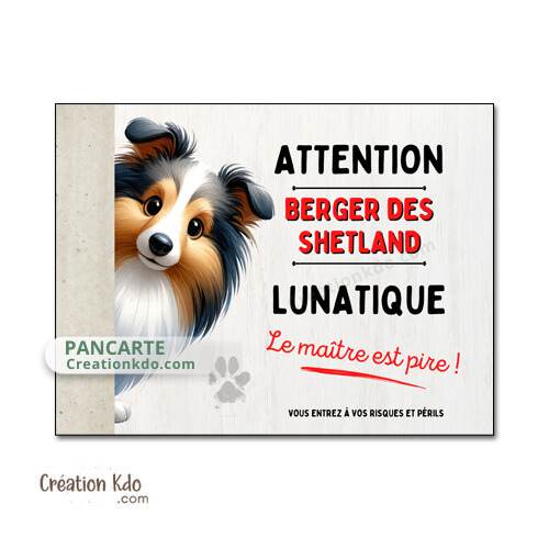 berger des shetland panneau attention au chien plaque je monte la garde pancarte