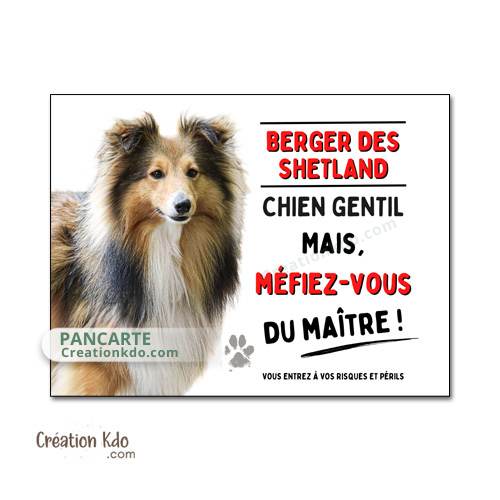 berger des shetland panneau attention au chien gentil plaque je monte la garde