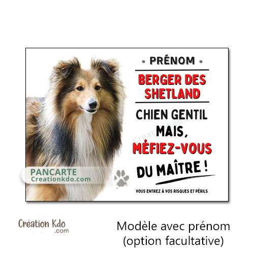 berger des shetland panneau attention au chien gentil plaque je monte la garde