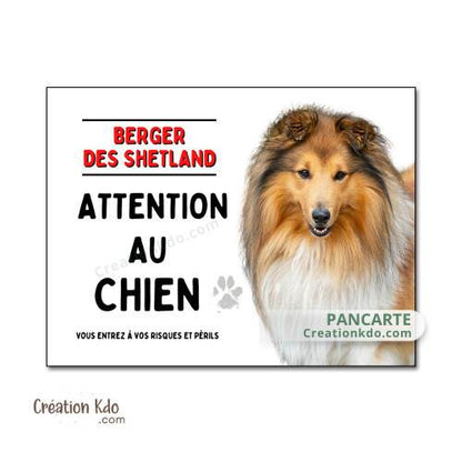 berger des shetland panneau attention au chien plaque monte la garde