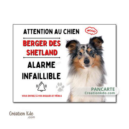 berger des shetland merle panneau attention au chien plaque monte la garde pancarte