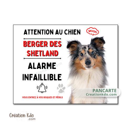 berger des shetland merle panneau attention au chien plaque monte la garde pancarte