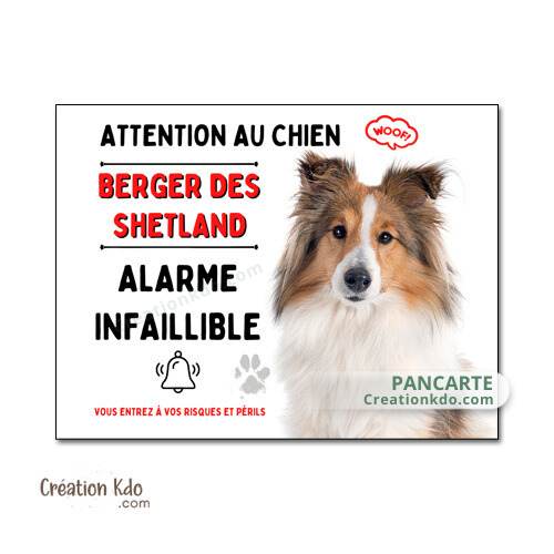 berger des shetland panneau attention au chien plaque monte la garde pancarte