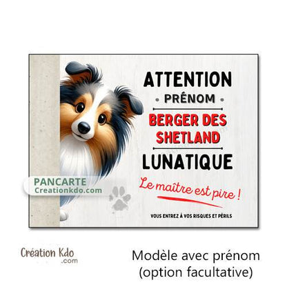 berger des shetland panneau attention au chien plaque je monte la garde pancarte