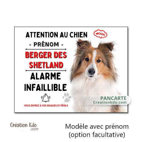 berger des shetland panneau attention au chien plaque monte la garde pancarte