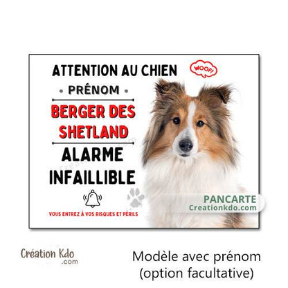 berger des shetland panneau attention au chien plaque monte la garde pancarte