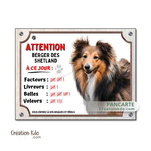 berger des shetland panneau attention au chien humour à ce jour plaque je monte la garde