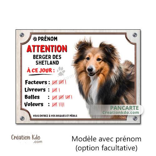 berger des shetland panneau attention au chien humour à ce jour plaque je monte la garde personnalisé