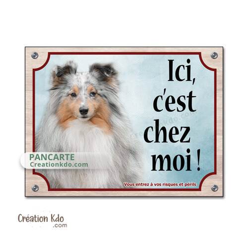 berger des shetland merle panneau attention au chien plaque monte la garde pancarte