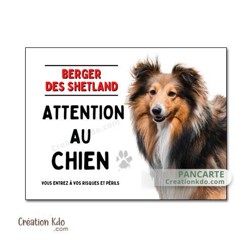 berger des shetland panneau attention au chien plaque monte la garde