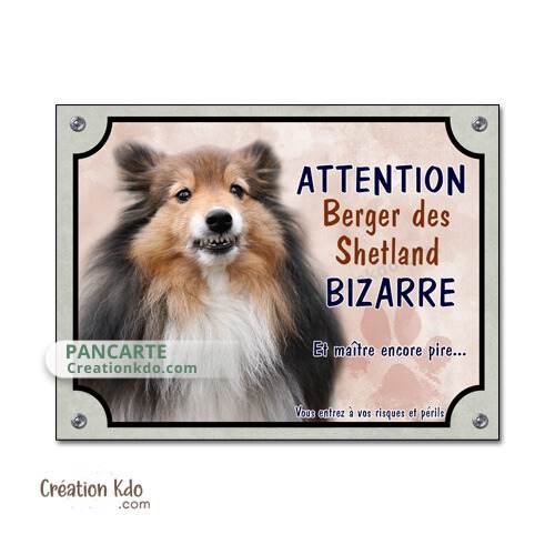 berger des shetland bizarre panneau attention au chien plaque je monte la garde pancarte