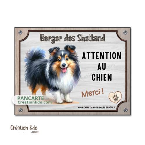 plaque berger des shetland attention au chien panneau pancarte je monte la garde