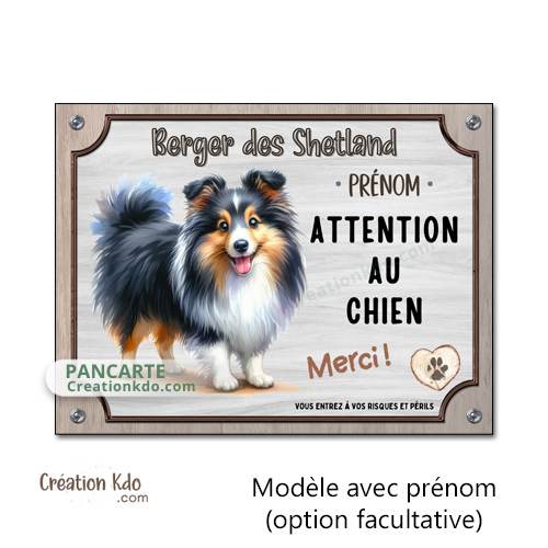 plaque berger des shetland attention au chien panneau pancarte je monte la garde personnalisé