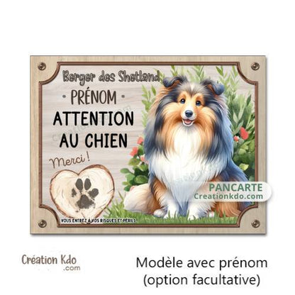 Plaque Berger des Shetland Panneau Attention au chien Merci Pancarte portail à personnaliser