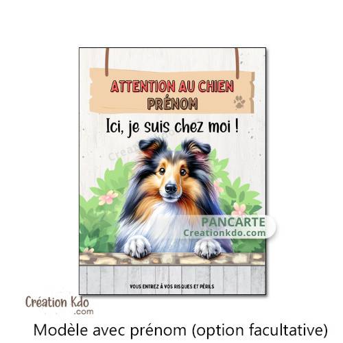 Plaque Berger des Shetland Panneau Je suis chez moi Pancarte chien aluminium je monte la garde personnalisé photo