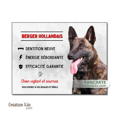 plaque attention au chien berger hollandais vigilant panneau portail monte la garde pancarte
