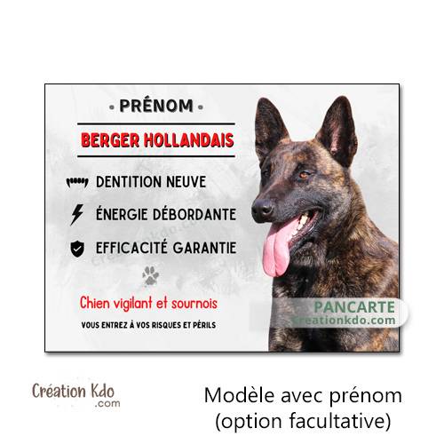 plaque attention au chien berger hollandais vigilant panneau portail monte la garde pancarte