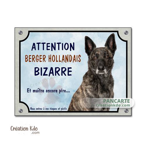 Plaque 'Attention Chien' Personnalisable Berger Hollandais - Aluminium 15x20 Cm - Pour Portail, Clôture - Résistante Aux Intempéries - 4
