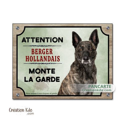 plaque attention au chien berger hollandais panneau portail monte la garde pancarte
