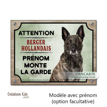 plaque attention au chien berger hollandais panneau portail monte la garde pancarte