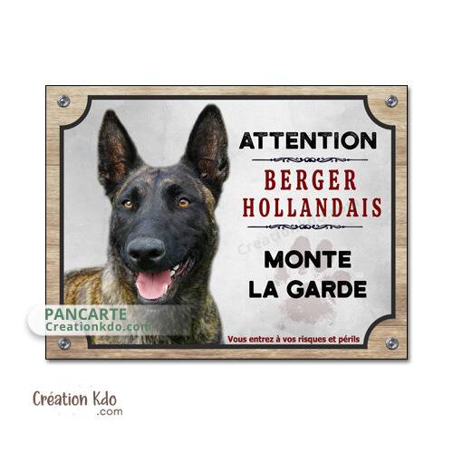 plaque attention au chien berger hollandais panneau portail monte la garde pancarte