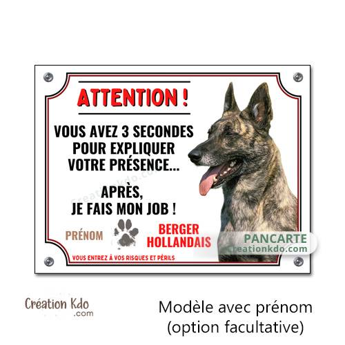 plaque attention au chien berger hollandais panneau portail monte la garde pancarte