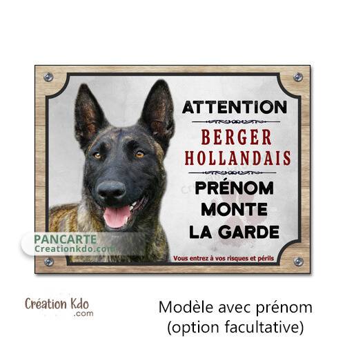 plaque attention au chien berger hollandais panneau portail monte la garde pancarte personnalisée