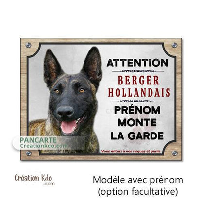 plaque attention au chien berger hollandais panneau portail monte la garde pancarte personnalisée
