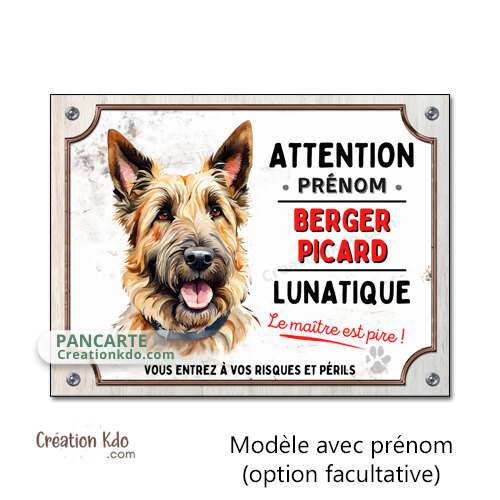 panneau berger picard picardie je monte la garde plaque attention au chien lunatique pancarte