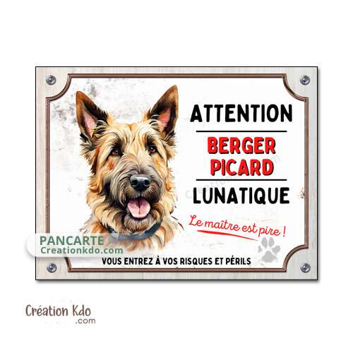 panneau berger picard picardie je monte la garde plaque attention au chien lunatique pancarte
