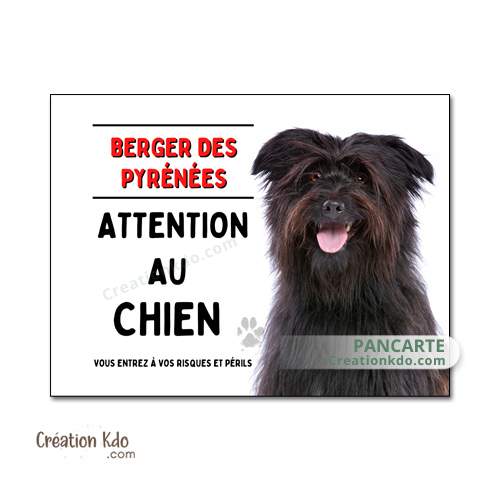 panneau attention au chien berger des pyrénées plaque je monte la garde lunatique