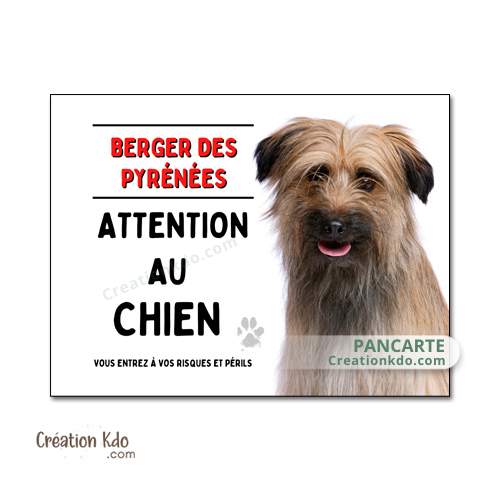 panneau attention au chien berger des pyrénées plaque je monte la garde