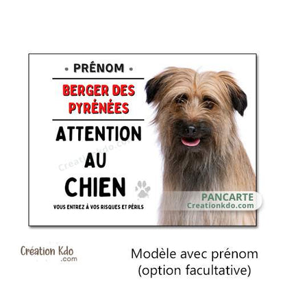 panneau attention au chien berger des pyrénées plaque je monte la garde personnalisé