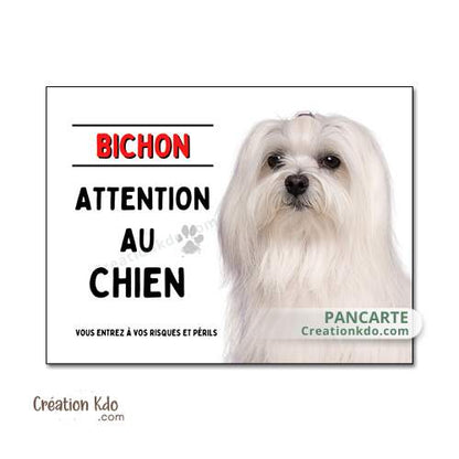 plaque bichon maltais panneau attention au chien pancarte je monte la garde