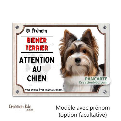 Plaque Biewer Terrier yorkshire york Attention au chien Panneau portail personnalisé