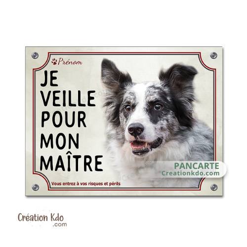 panneau border collie attention au chien portail plaque je monte la garde pancarte je veille pour mon maitre