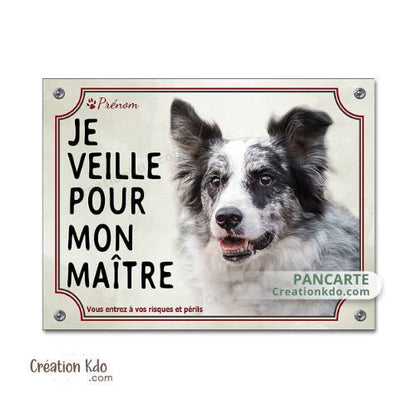 panneau border collie attention au chien portail plaque je monte la garde pancarte je veille pour mon maitre